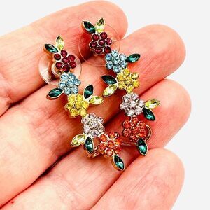 Sugarfix Floral Crystal Ear Crawler Earrings